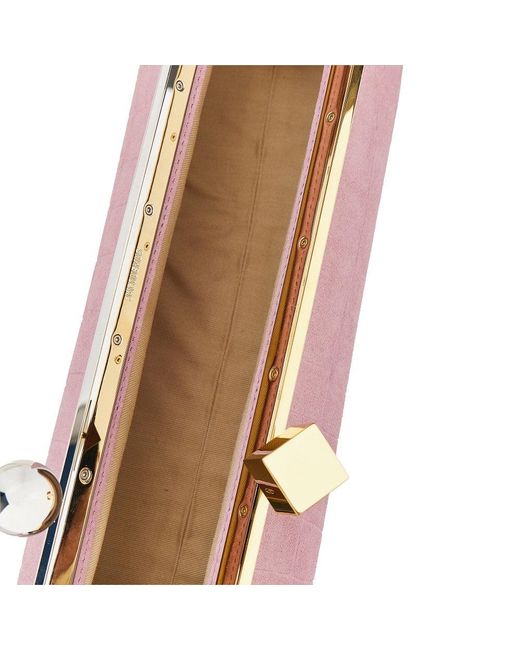 Jacquemus Pink Suede Leather 'Salon' Pouch With Croco-Effect