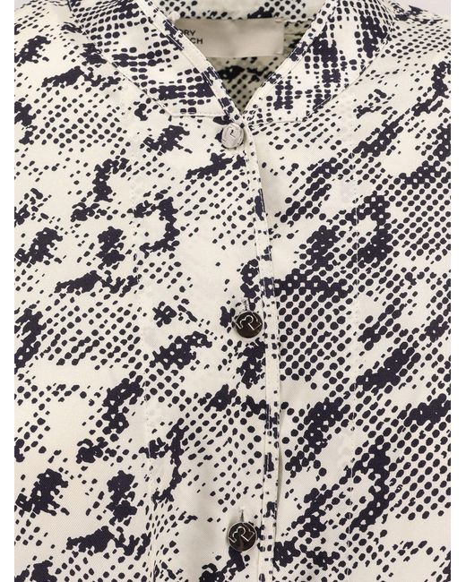 Tory Burch White Silk Dress With Pixelated Logo Print