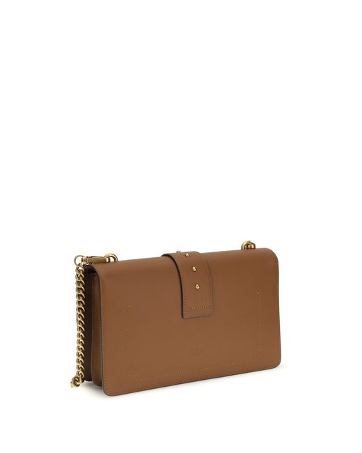 Pinko Brown Shoulder Bag One Simply Love Calf Leather
