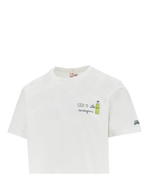 Mc2 Saint Barth White 'Portofino' T-Shirt With Tassoni Embroidery for men