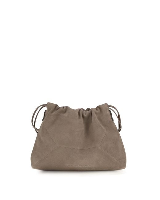 Brunello Cucinelli Brown Suede Pouch Bag