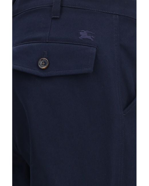 Burberry Blue Cotton Twill Chino Pants for men