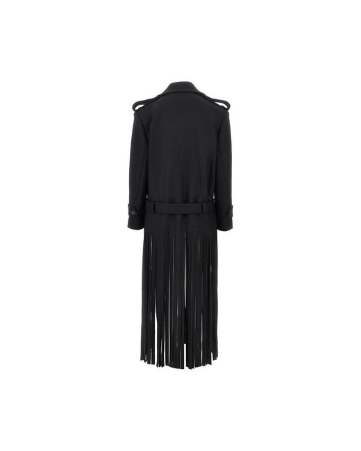 Pinko Black Fringed Oversized Cloth Coat