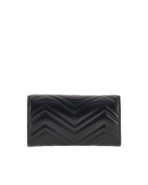 Gucci Black Leather Gg Marmont Wallet