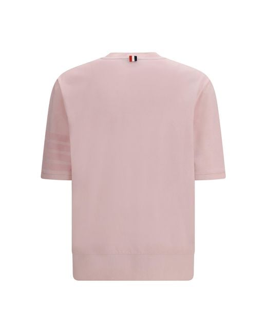 Thom Browne Pink 4-Bar Cotton Jersey T-Shirt for men
