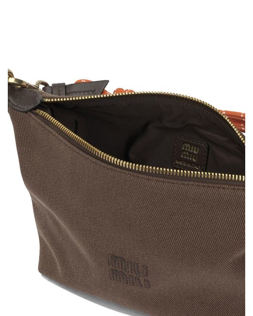 Miu Miu Brown Small Logo Shoulder Bag
