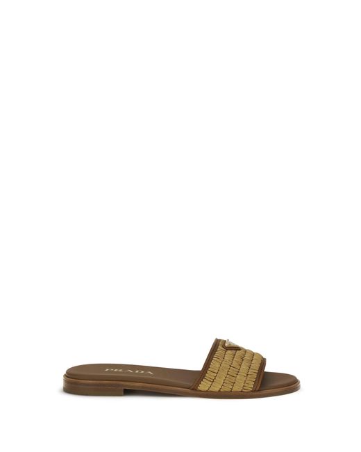 Prada Multicolor Raffia Slippers Sandals