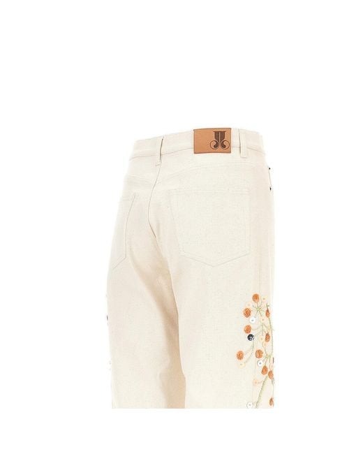 LaDoubleJ Natural Embroidered Barrel Jeans