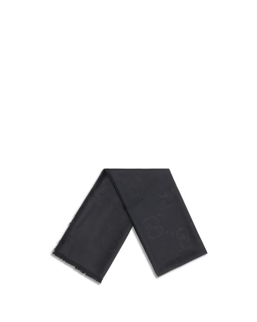 Gucci Black Wool And Silk Scarf