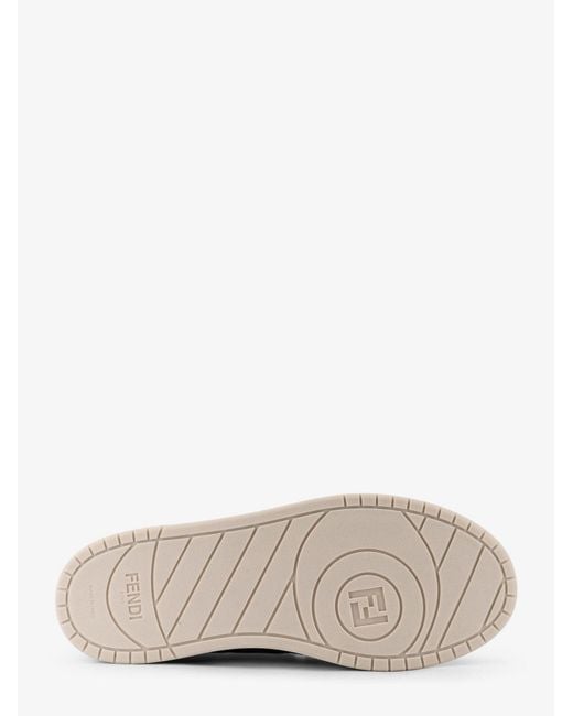 Fendi Blue Match Leather Sneakers With Suede Inserts for men