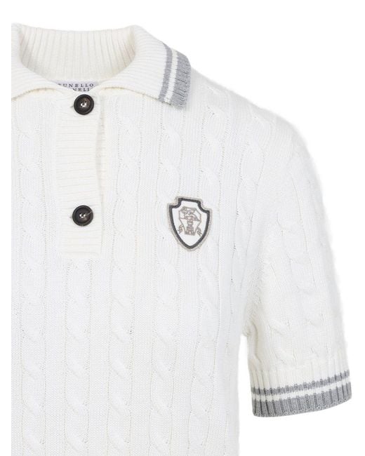 Brunello Cucinelli White Cotton Polo Shirt
