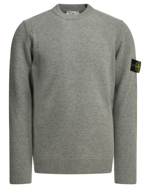Stone Island Gray Crew-Neck Sweater for men