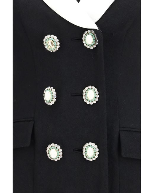 Self-Portrait Black Long Double-Breasted Blazer