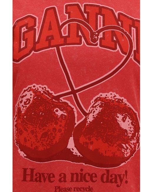 Ganni Red Future Cherry T-Shirt By