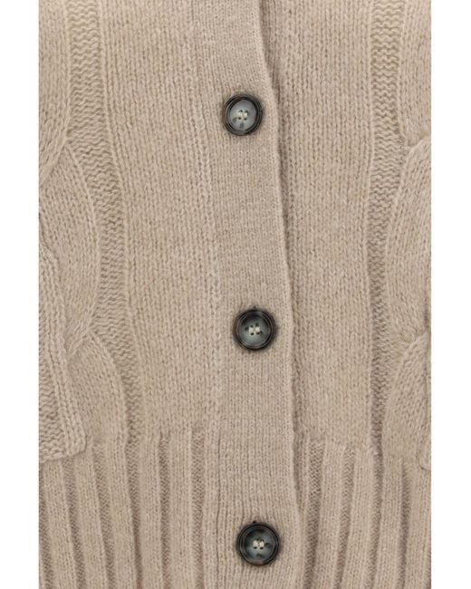 Allude Natural Cashmere And Silk Sweater With Buttons