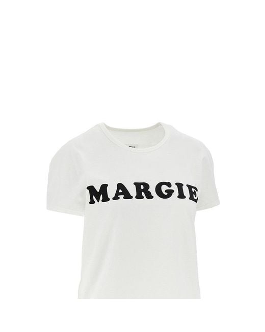 MM6 by Maison Margiela White Flocked Print T-Shirt