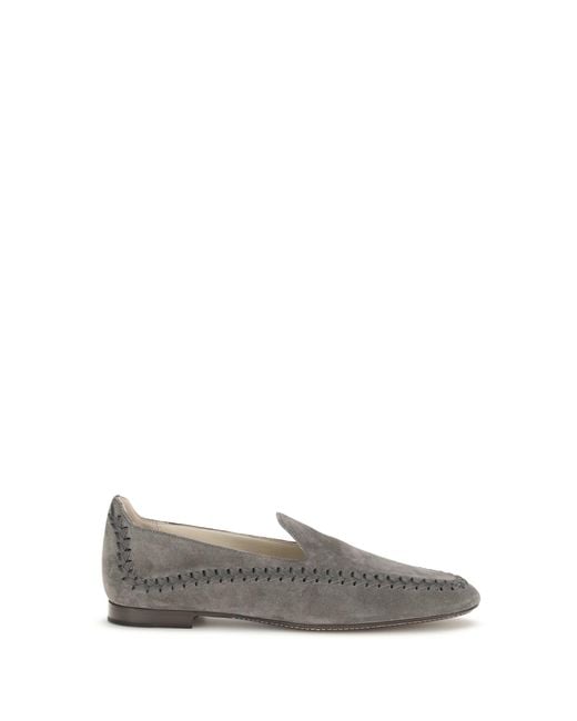 Giorgio Armani Gray Leather Loafers