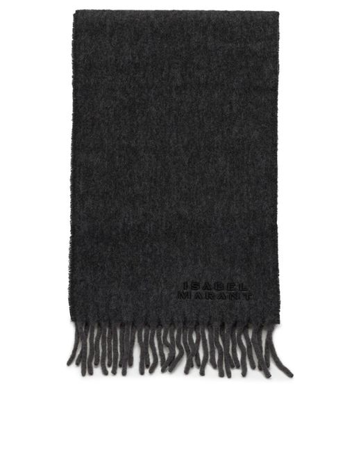 Isabel Marant Black "Firny" Fringed Scarf
