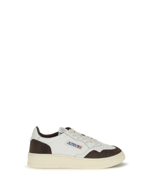 Autry White Medalist Low Leather Sneakers/Mogano