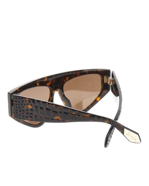 Alaïa Gray Croco-Embossed Sunglasses