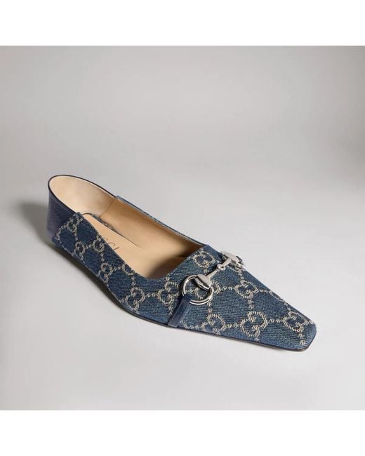 Gucci Blue Vittoria Ballet Flats