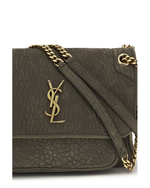 Saint Laurent Gray Shoulder Bag Niki Lambskin