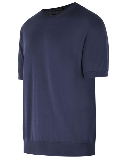 Zegna Blue Cotton T-Shirt for men