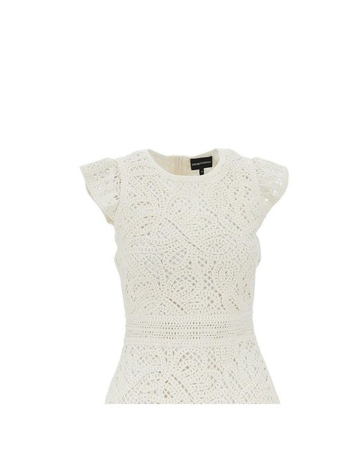 Emporio Armani White Cornely Embroidered Fabric Mini Dress