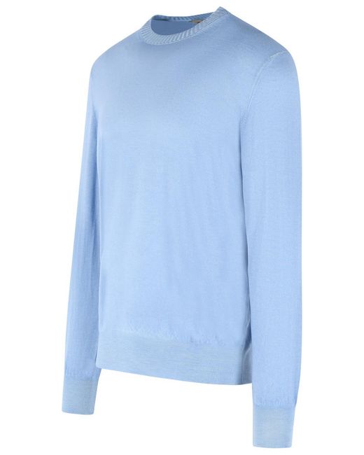 Gran Sasso Blue Virgin Wool Sweater Light for men