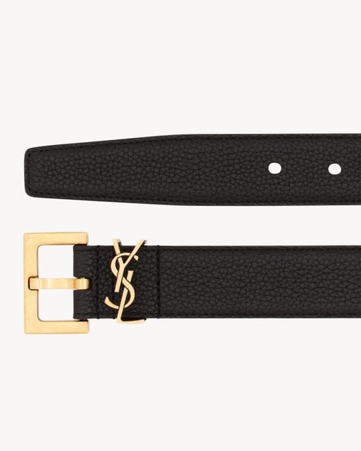 Saint Laurent Natural Cassandre Leather Belt