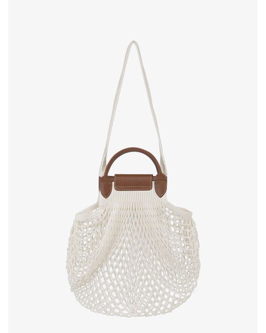 Longchamp White Le Pliage Filet L Mesh And Leather Shoulder Bag