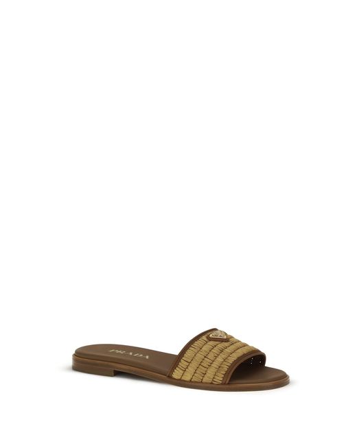 Prada Multicolor Raffia Slippers Sandals