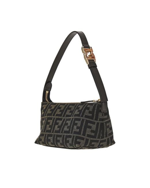 Fendi Black Ff Jacquard Fabric Small 'Vanity' Bag