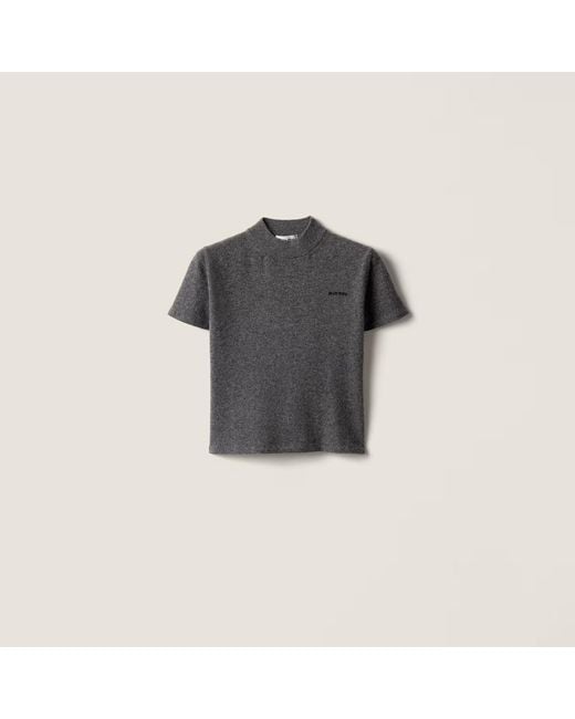 Miu Miu Black Cashmere Shirt With Logo