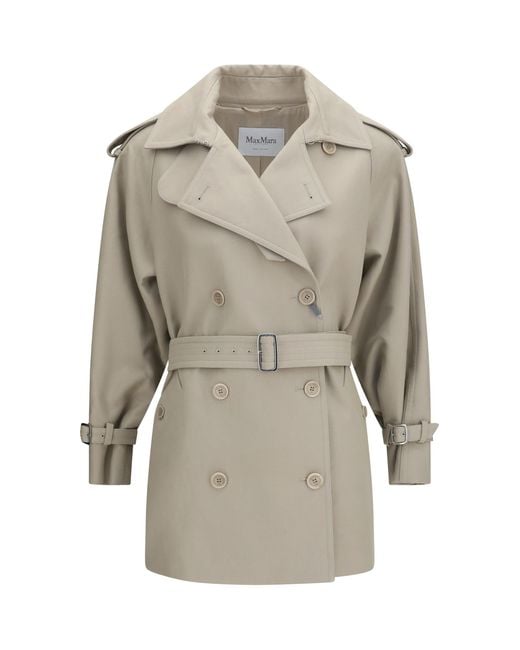 Max Mara Gray Short Cotton Trench Coat