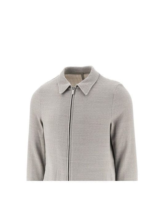 Emporio Armani Gray Waffle Jersey Jacket With Zip Closure for men