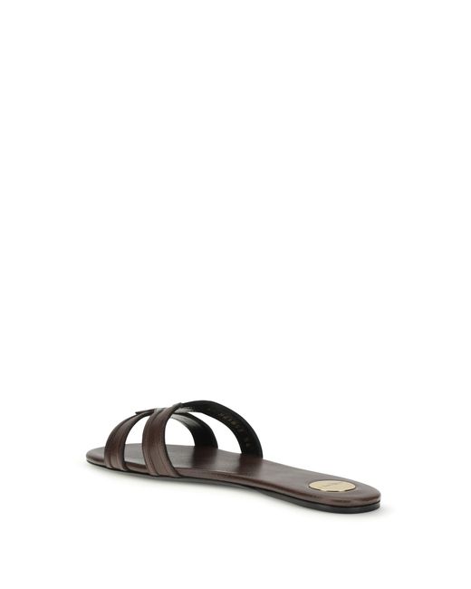 Saint Laurent White Smooth Leather Mabrouka Sandals