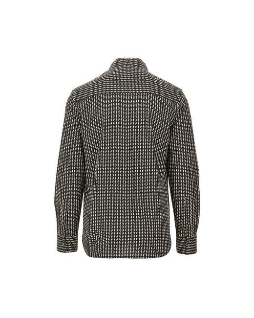 Emporio Armani Gray Printed Lyocell-Blend Shirt for men