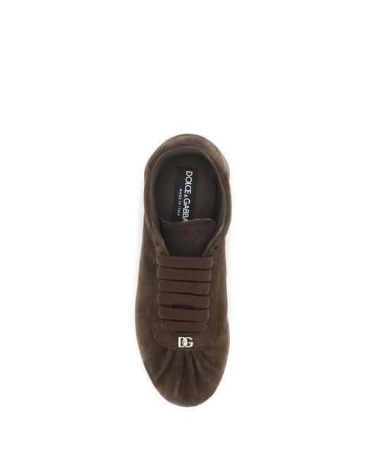 Dolce & Gabbana Brown Dolce & Gabbana Low-Top Suede Sneakers