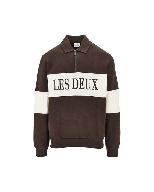 Les Deux Brown Zipper Rugby Sweatshirt for men