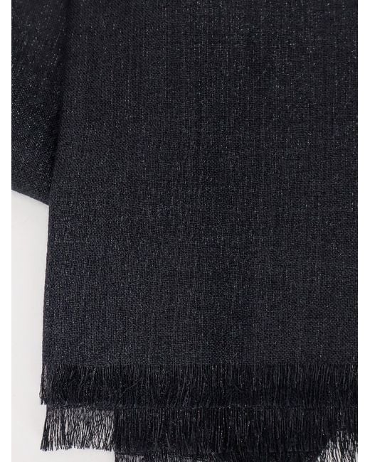 Brunello Cucinelli Blue Sparkling Cashmere And Silk Scarf