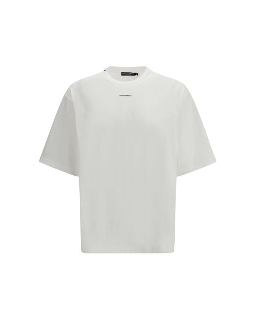 Dolce & Gabbana White Dolce & Gabbana Oversized T-Shirt With Print Crew Neck for men