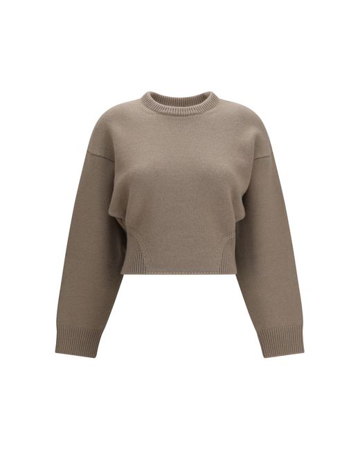 Alaïa Natural Alaïa Cashmere Crewneck Sweater Sable