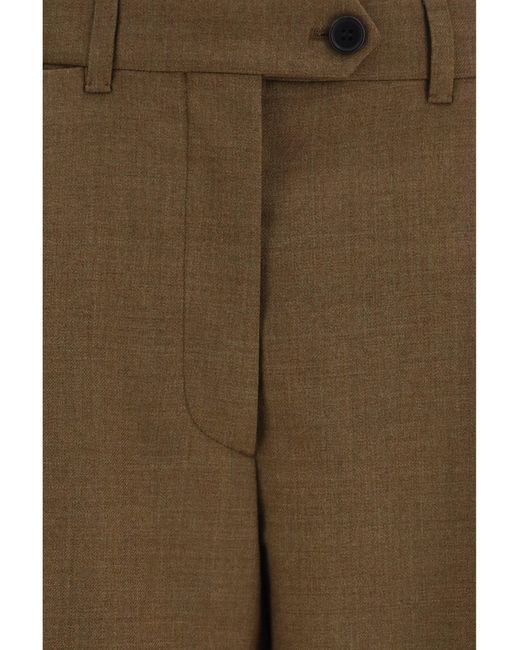 Prada Natural Tailored Wool Pants Tobacco