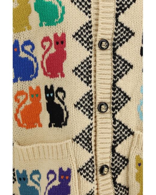 Valentino White Cardigan With Le Chat De La Maison Jacquard Motif for men