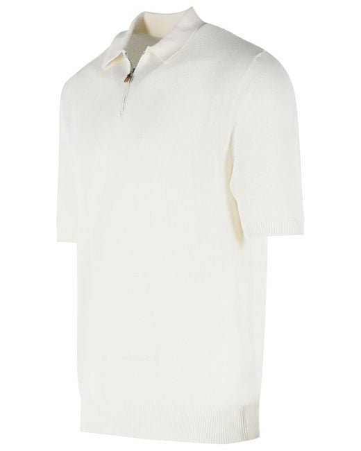 Eleventy White Ivory Cotton Polo Shirt for men