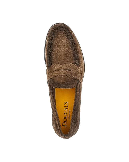 Doucal's Brown Fumé Suede Leather Loafers for men