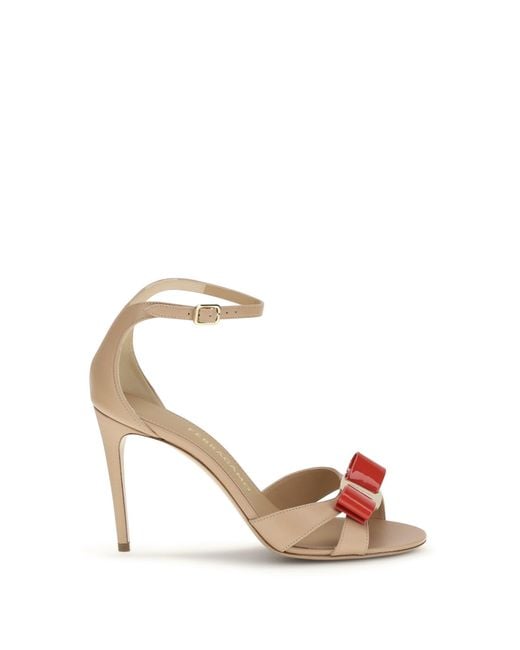 Ferragamo White Vara Sandals With Bow