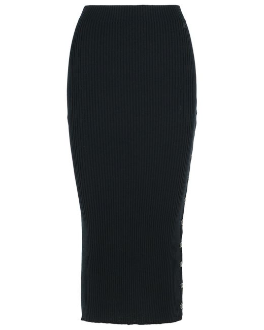Courreges Black Merino Wool Blend Skirt