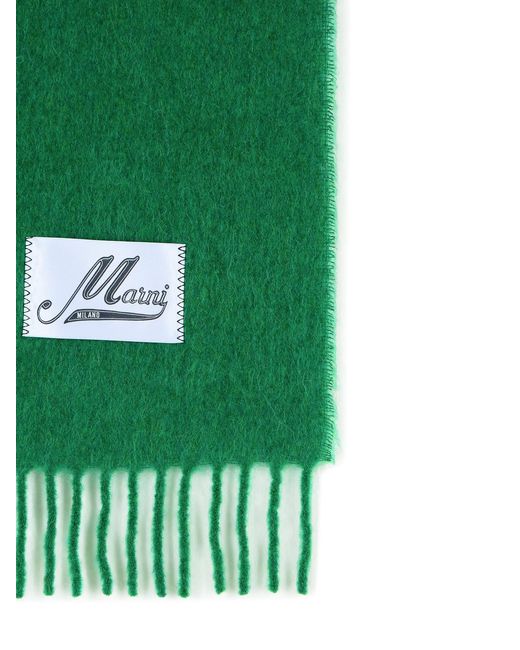 Marni Green Brushed Alpaca Blend Scarf for men